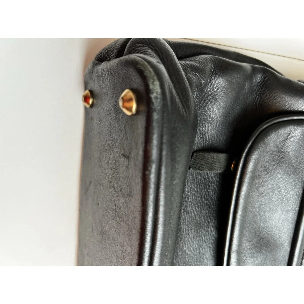 DEER WEAR BRAND Vintage Genuine Deerskin Soft Black Leather Shoulder Purse Bag